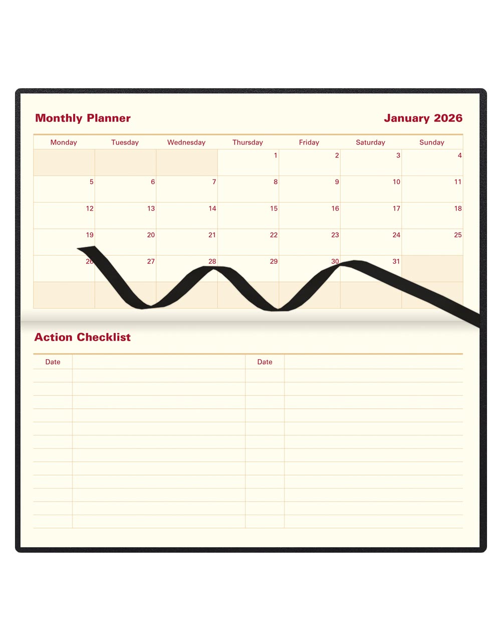 Letts of London Belgravia Slim Landscape Week to View Leather Diary with Appointments and Planners 2026 Black 26-C33SBK #color_black