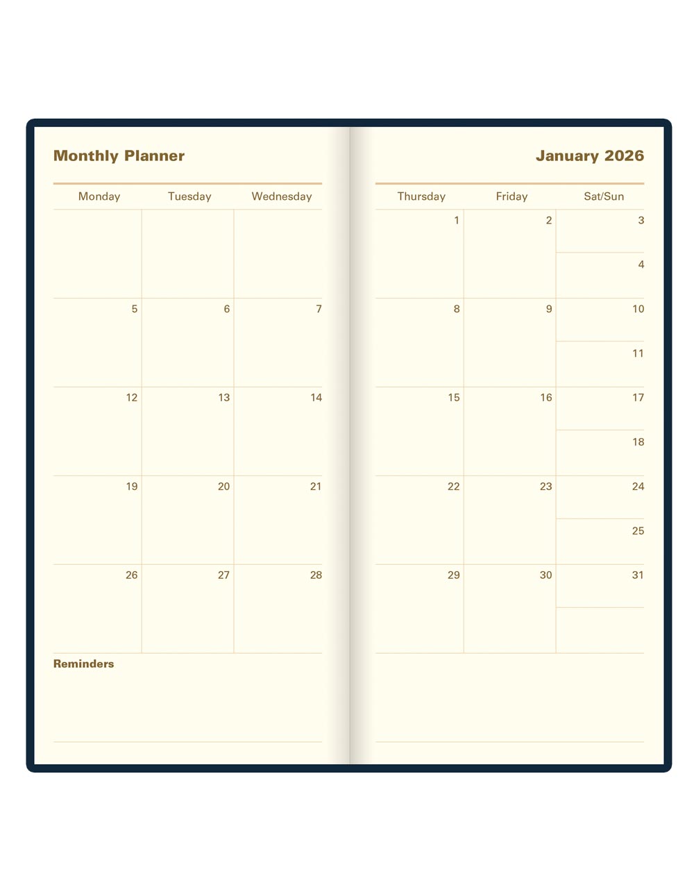 Letts of London Signature Slim Week to View Leather Diary with Planners 2026 - English Blue 26-C38SUBE #color_blue