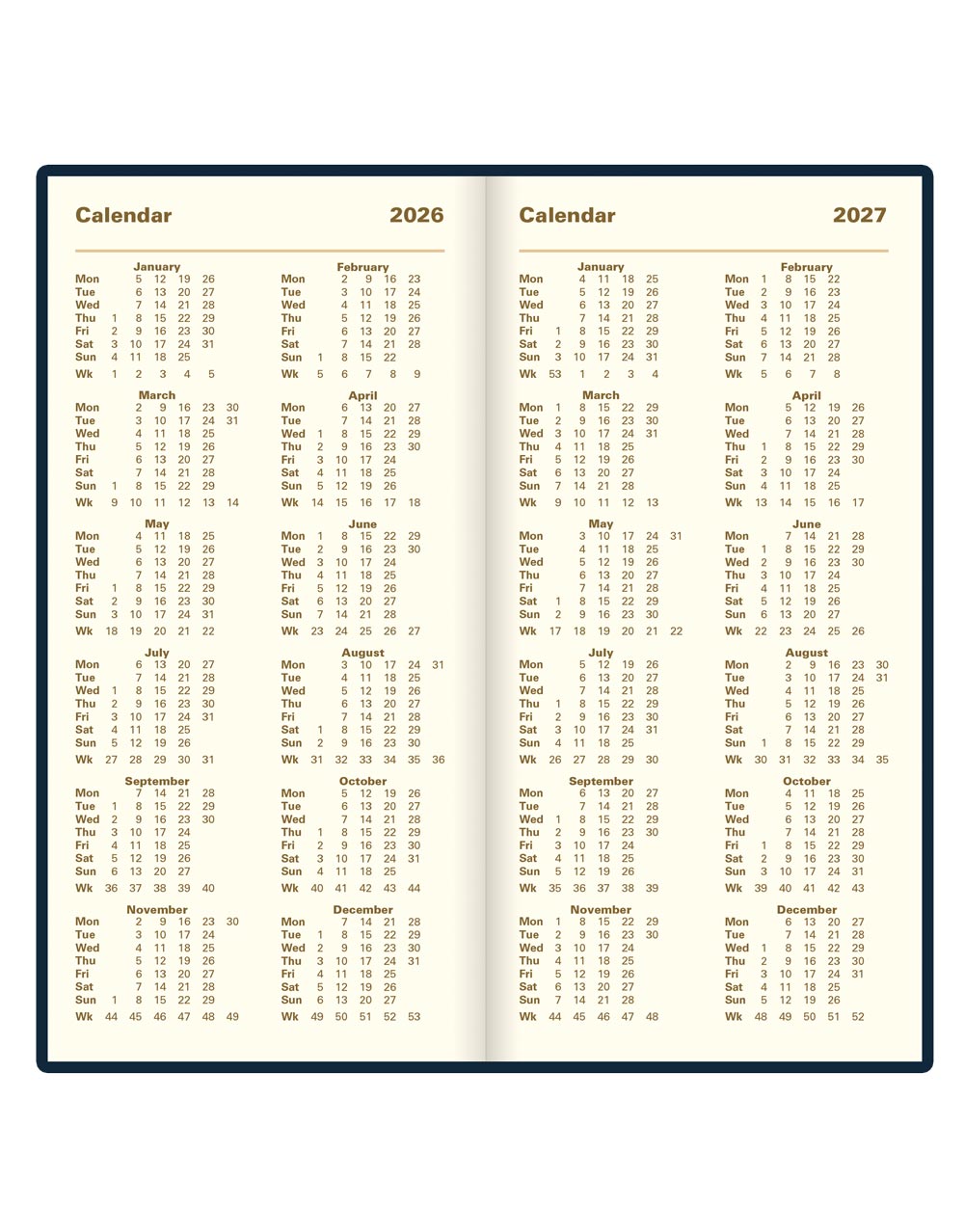 Letts of London Signature Slim Week to View Leather Diary with Planners 2026 - English Blue 26-C38SUBE #color_blue