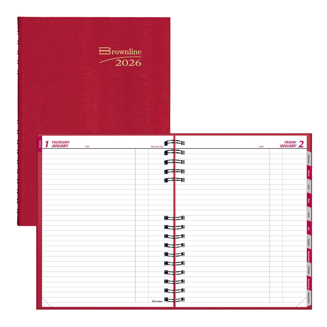 Brownline CoilPro™ Daily Planner, Untimed, Red, 2026 C550C.RED-26