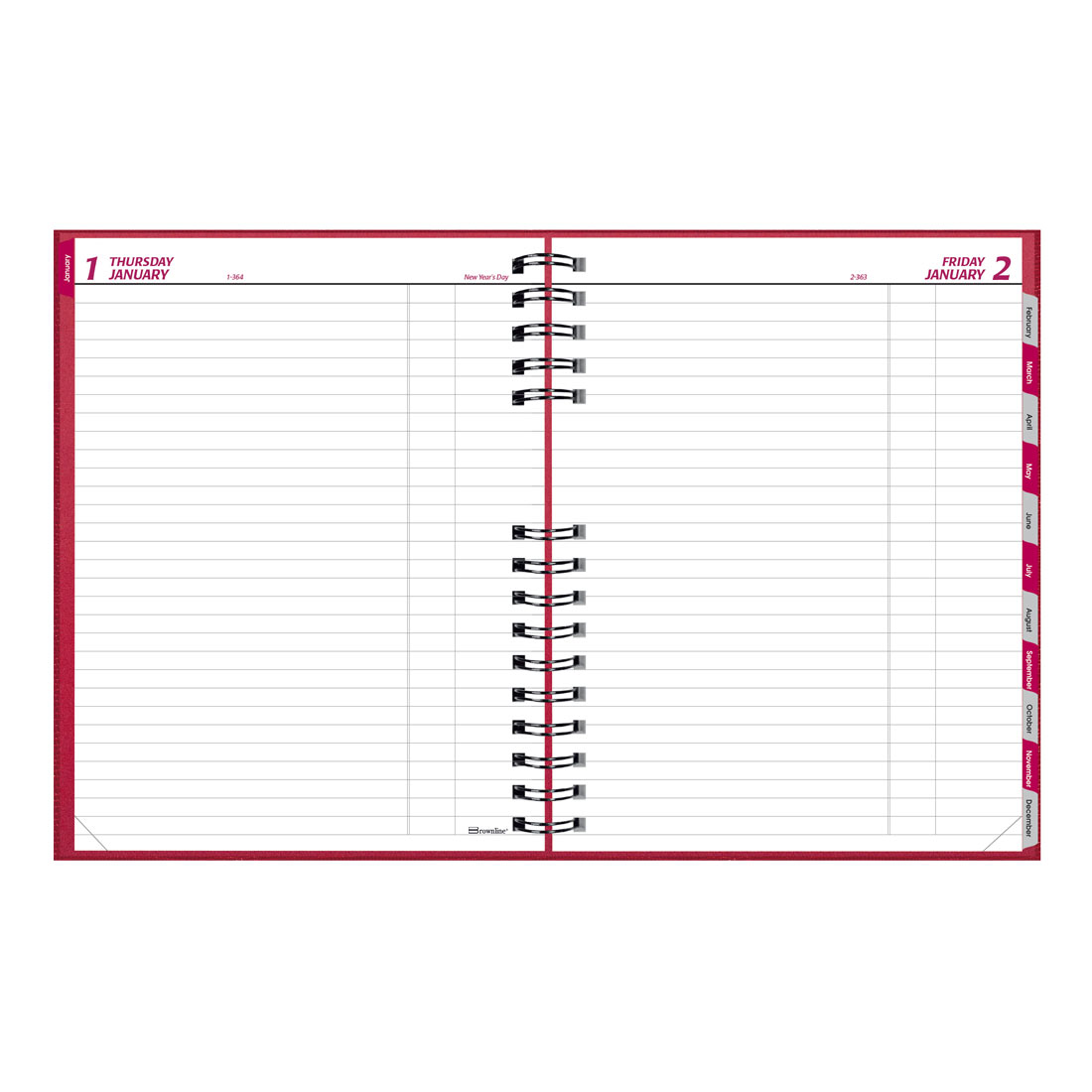 Brownline CoilPro™ Daily Planner, Untimed, Red, 2026 C550C.RED-26