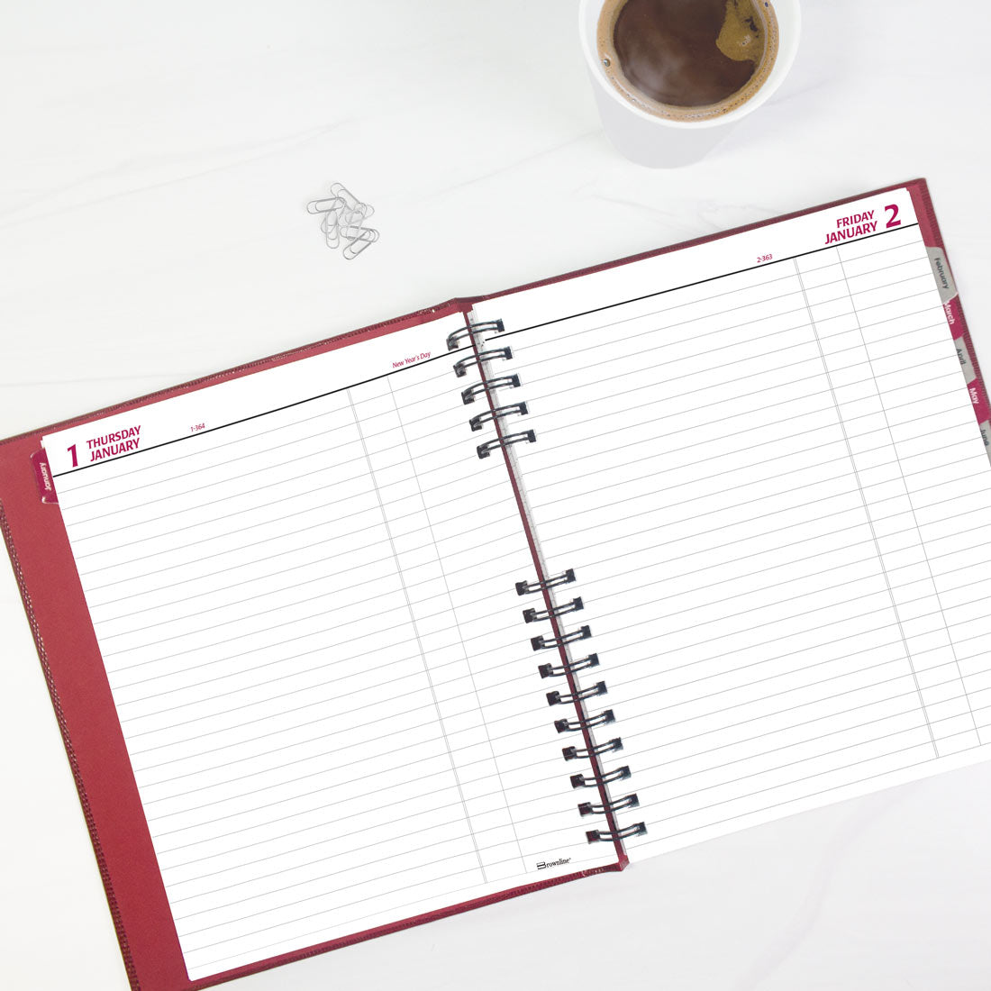 Brownline CoilPro™ Daily Planner, Untimed, Red, 2026 C550C.RED-26