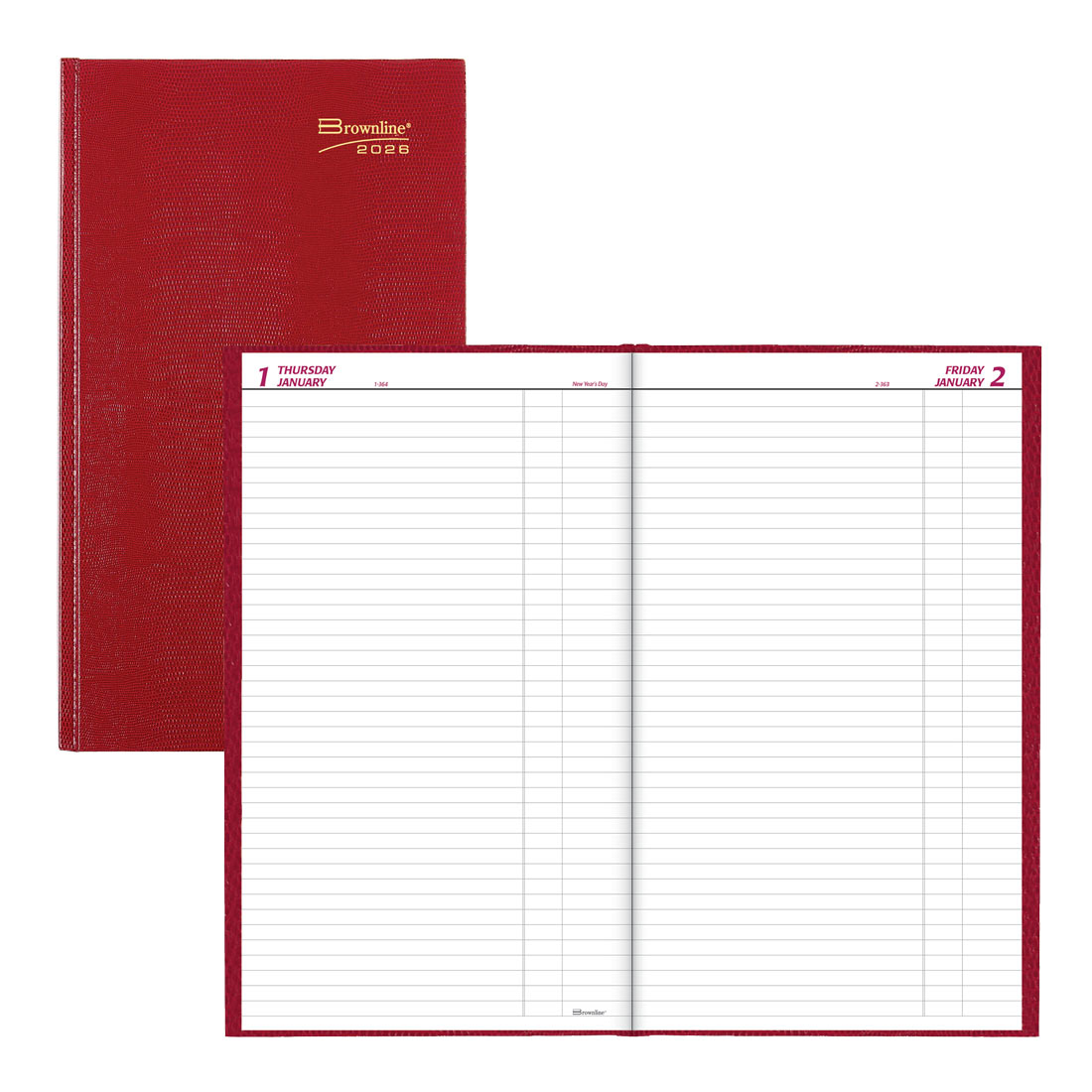 Brownline Daily Planner, Untimed, 2026 C551.BLK-26, C551.RED-26 #color_red