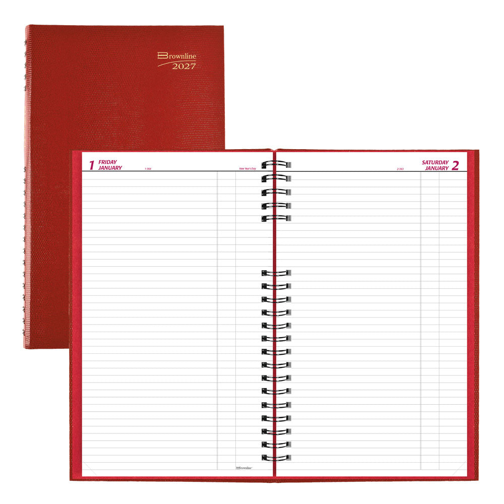 Brownline CoilPro™ Daily Untimed Planner, 2027, Bright Red C551C.RED-27