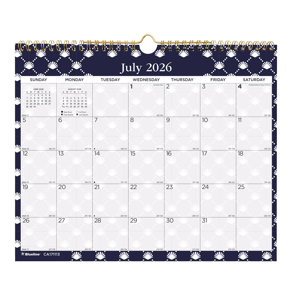 Academic Monthly Small Wall Calendar 2027, English, Nautical (CA171113-27)