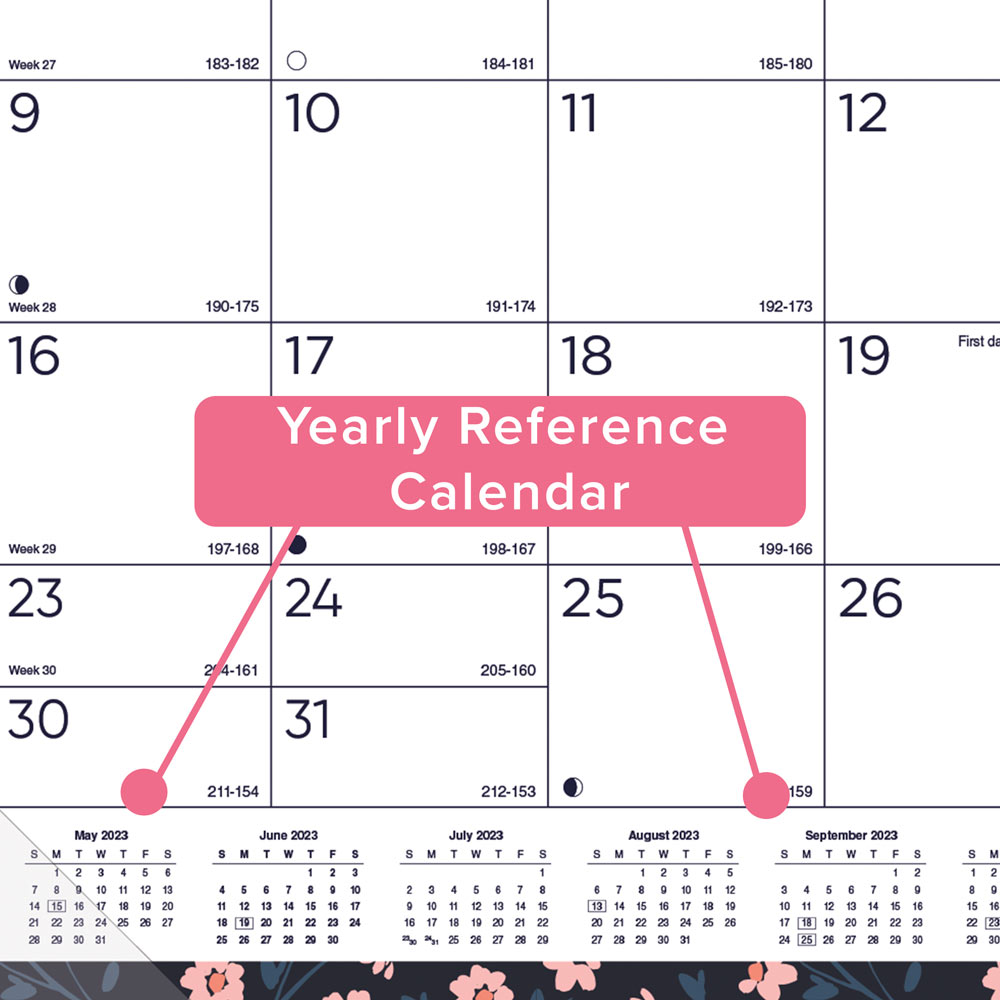 Reference Callender Academic 18-Month Desk Pad Calendar, Blossom, 2026-2027 (CA1716BD-27 ...