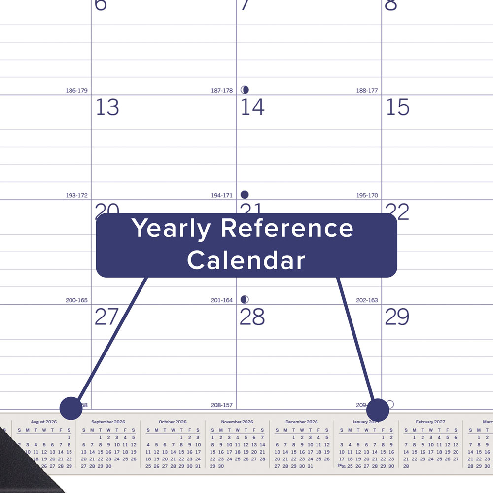 DuraGlobe™ Academic Monthly Desk Pad Calendar, Bamboo, 2026 - 2027, English (CA177227-27)