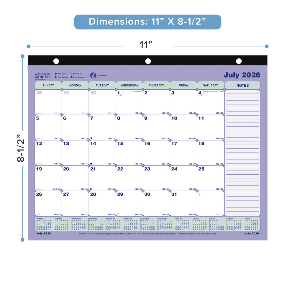 Academic Monthly Desk Pad Calendar, Classic, 2026 - 2027, English (CA181721-27)