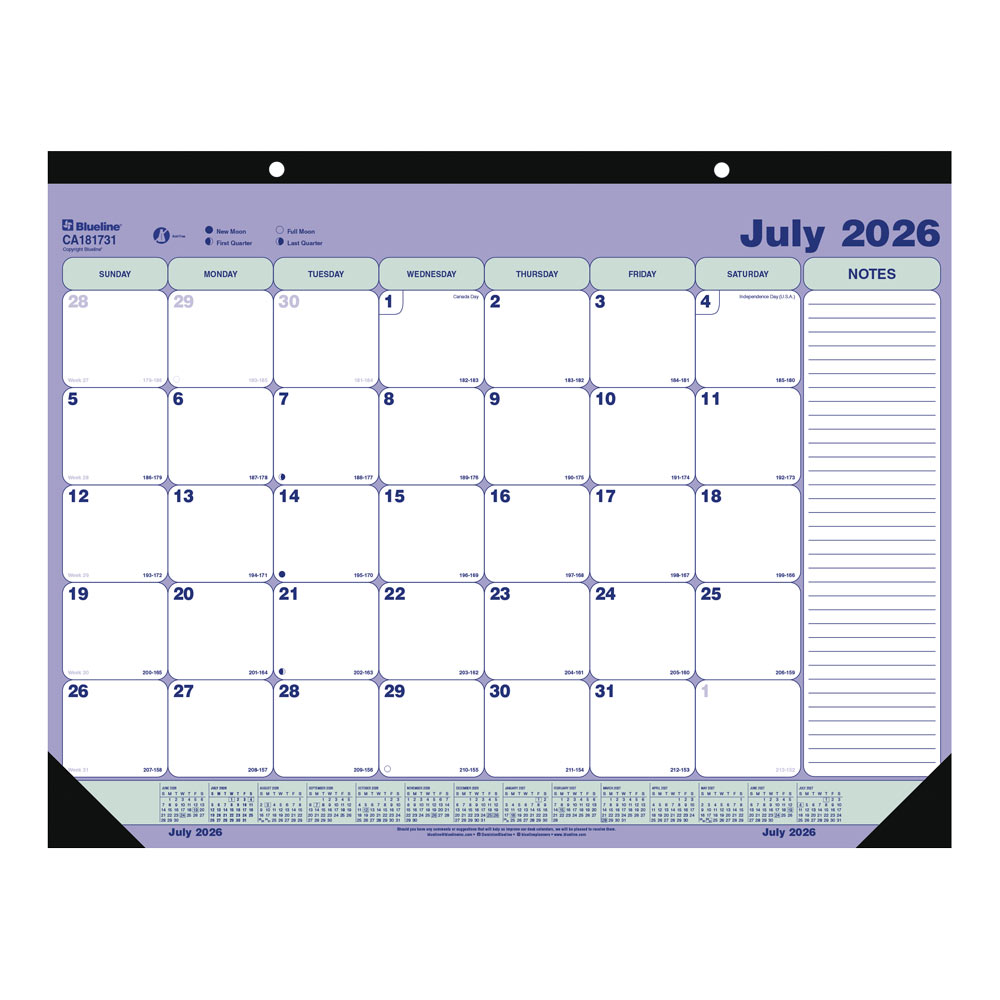 Academic Monthly Desk Pad Calendar, Classic, 2026 - 2027 CA181731-27