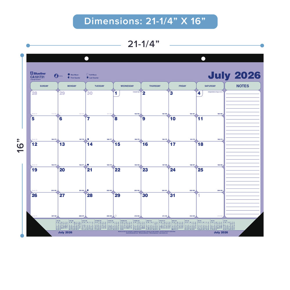 Academic Monthly Desk Pad Calendar, Classic, 2026 - 2027 CA181731-27