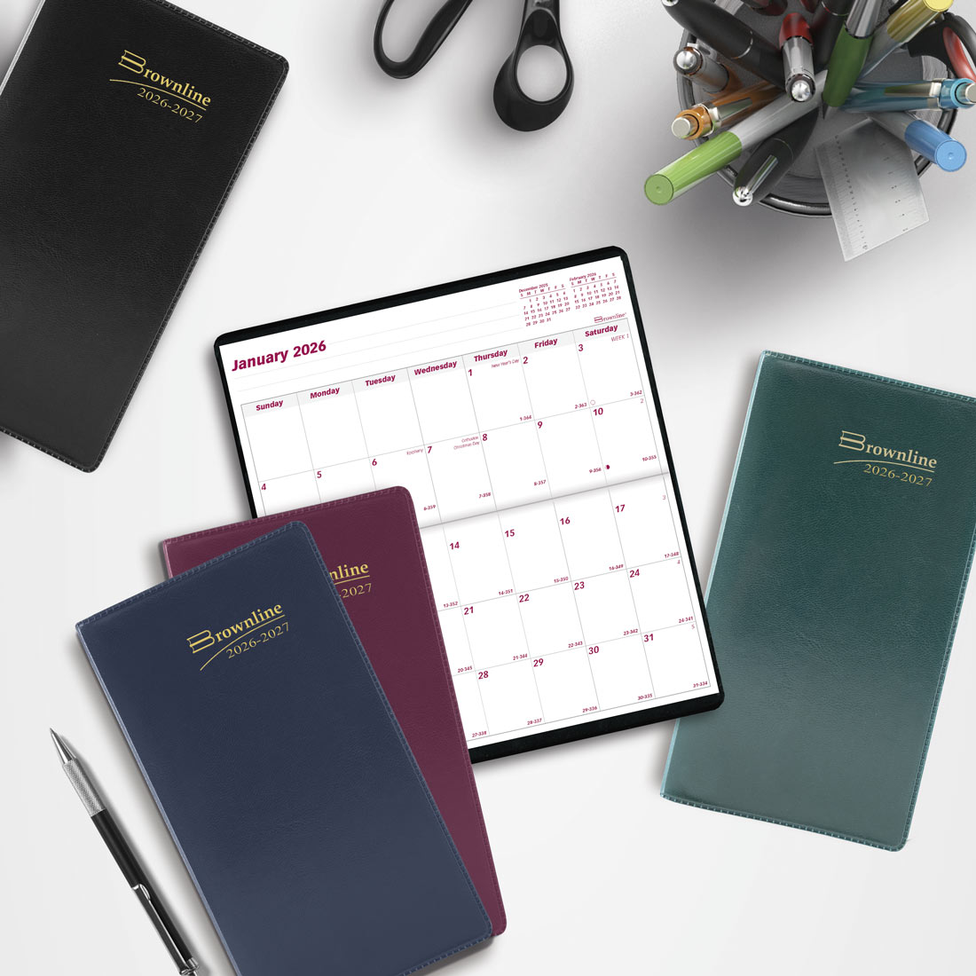 Brownline Two-Year Monthly Pocket Planner, Assorted Colors, 2026-2027 (CA24.AST-26)
