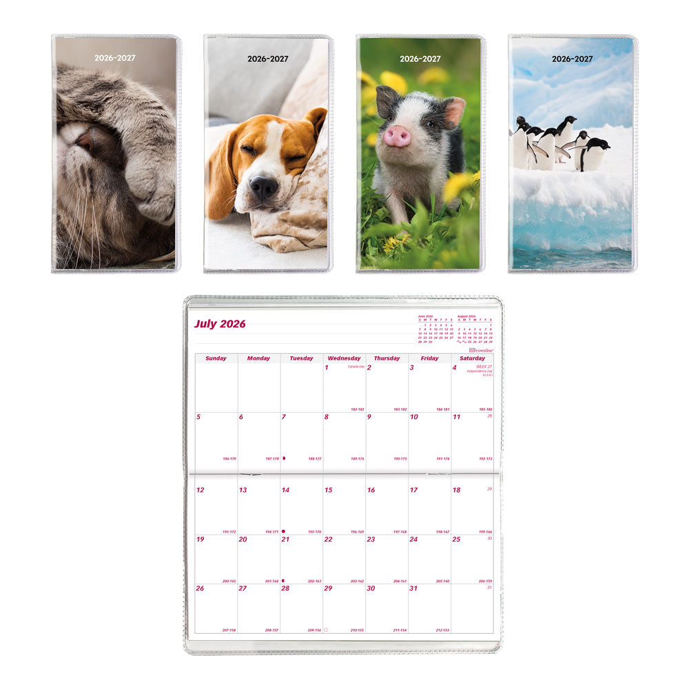 18-Month Pocket Planner, Assorted Animal Designs, 2026-2027 - English CA412.ASX-27
