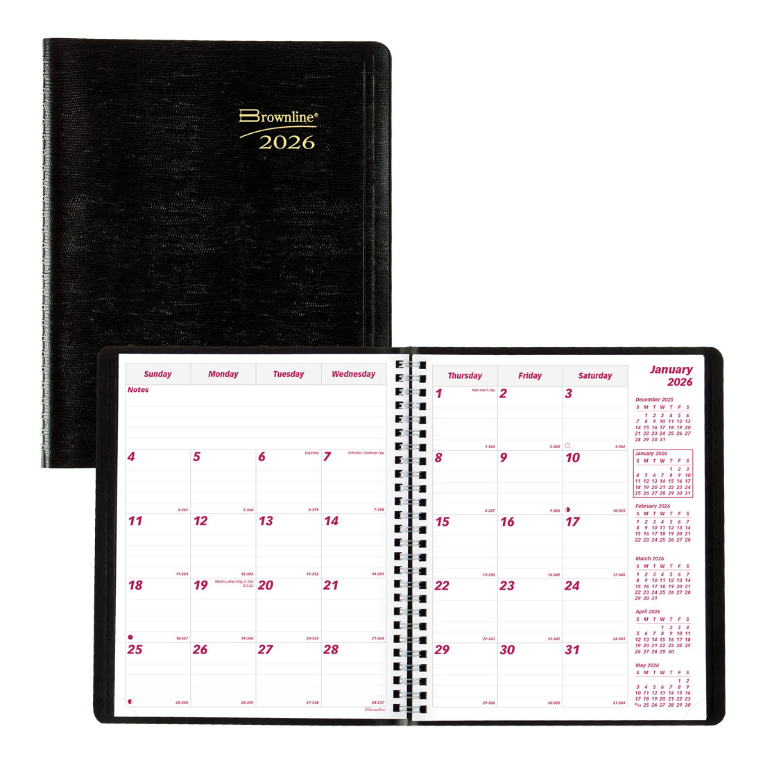 Brownline Essential Monthly Planner, Black, 2026 CB1200.BLK-26