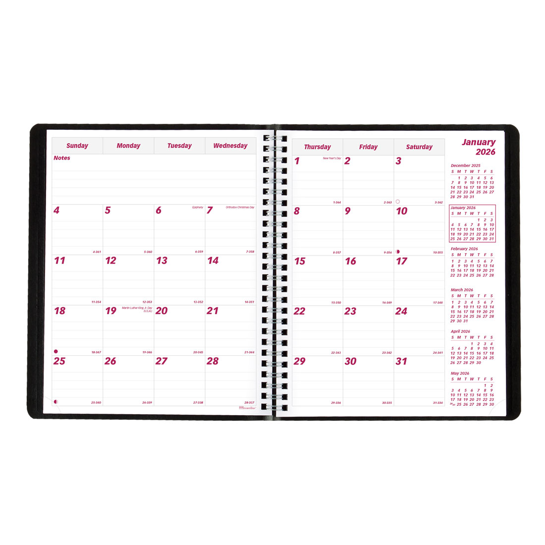 Brownline Essential Monthly Planner, Black, 2026 CB1200.BLK-26