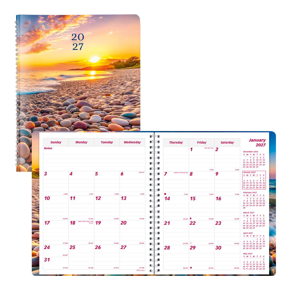 Essential Monthly Planner, 2027, Nature Pebble Beach CB1200G.04-27 Brownline#color_pebble-beach