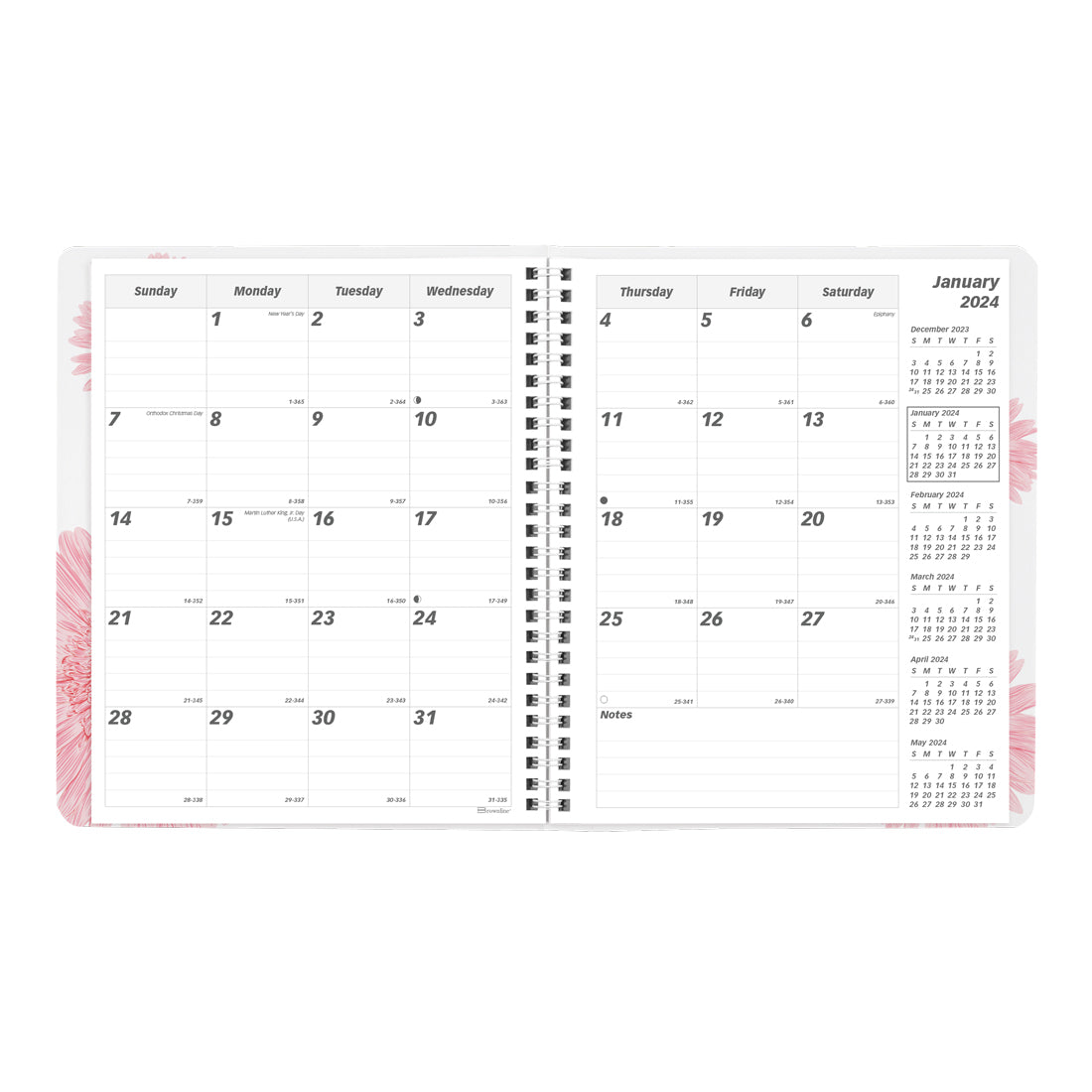 Pink Daisy Monthly Planner 2024