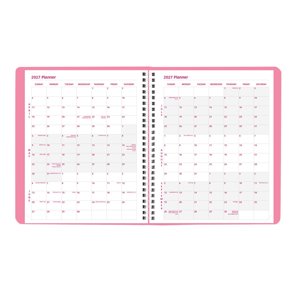 Pink Monthly Planner, 2027, 14 Months CB1200G.05-27 Brownline