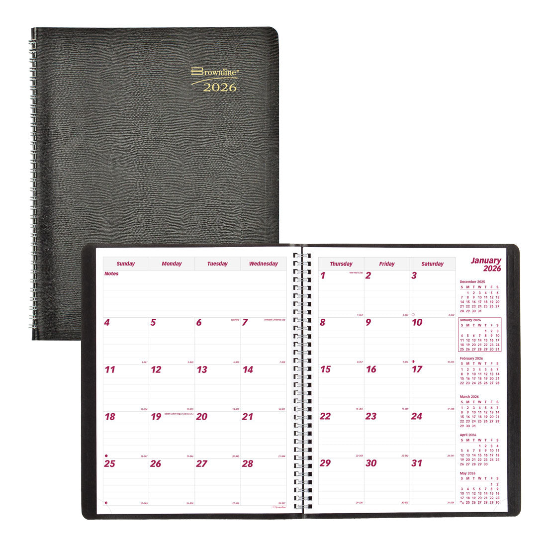 Brownline Essential Monthly Planner, Black, 2026 CB1260.BLK-26