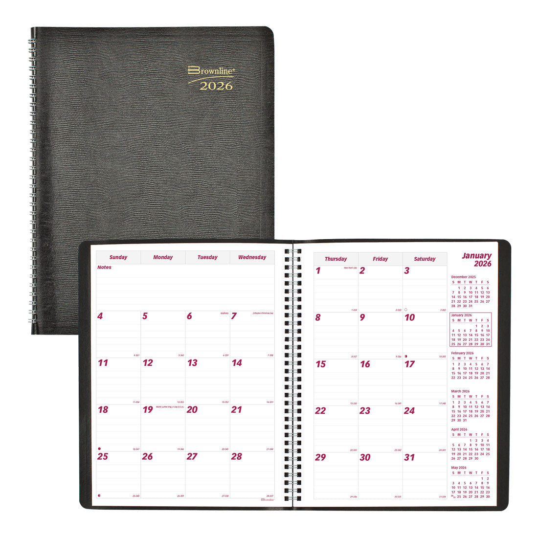 Brownline Essential Monthly Planner, Black, 2026 CB1262.BLK-26