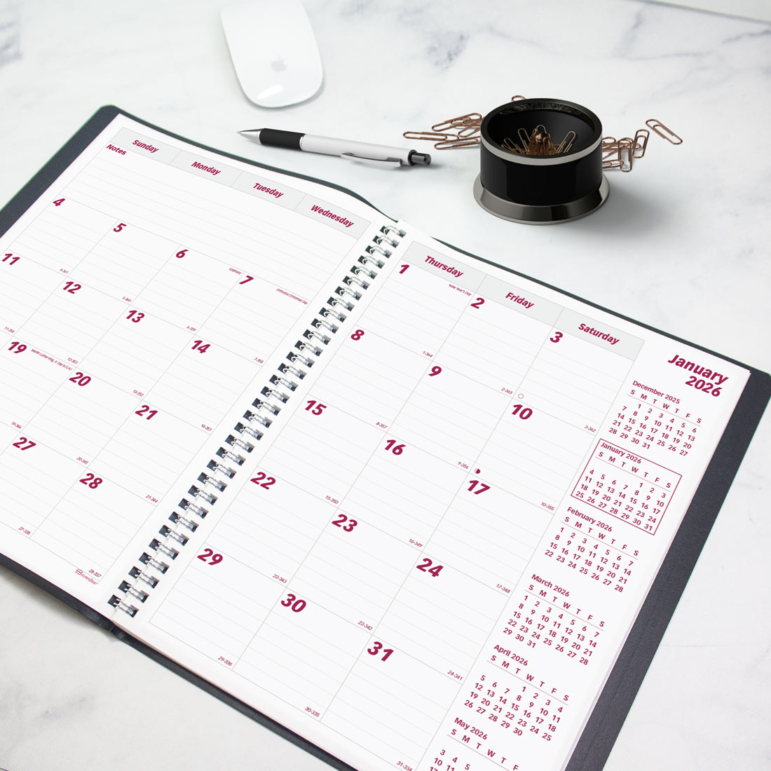 Brownline Essential Monthly Planner, Black, 2026 CB1262.BLK-26