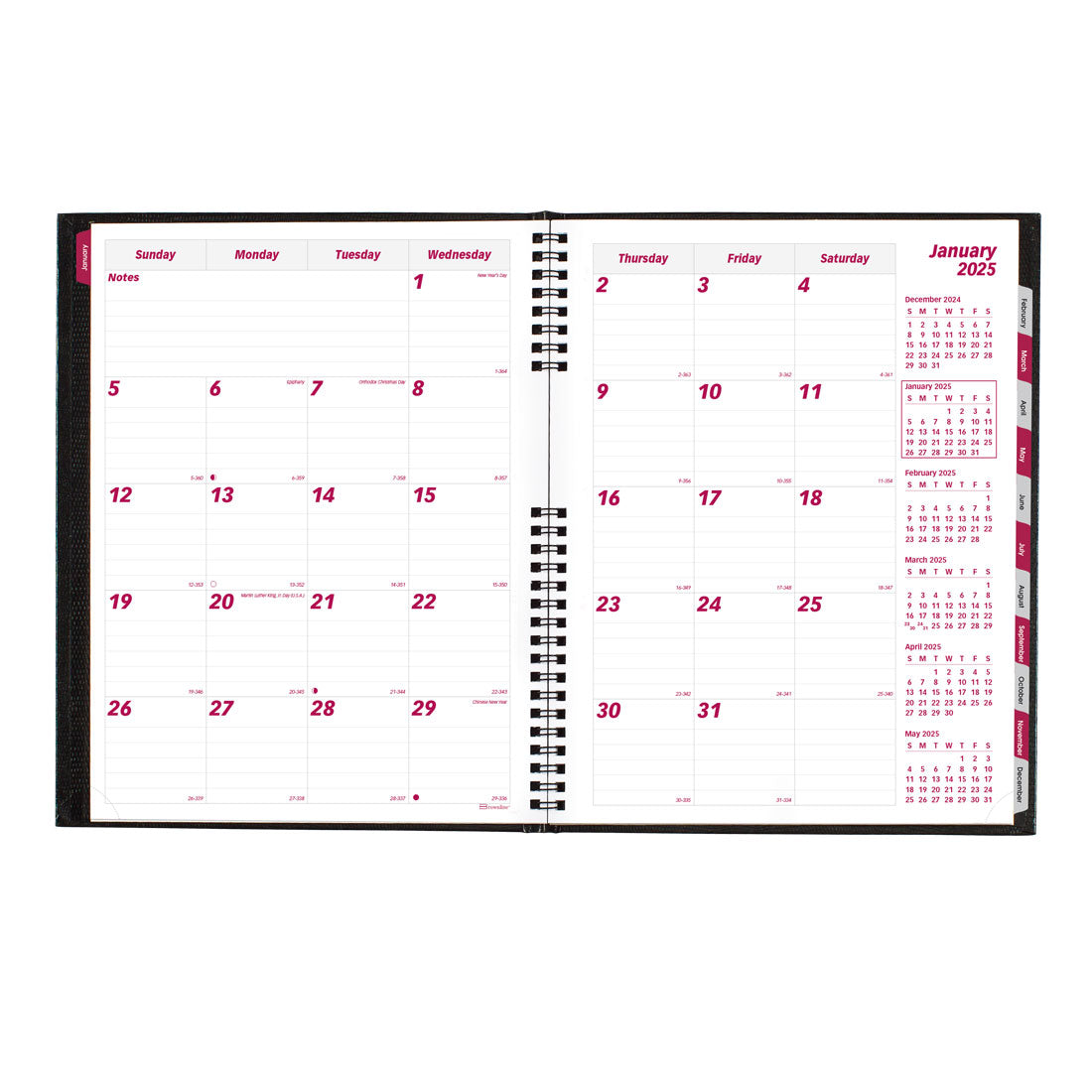 CoilPro Monthly Planner 2025, English, Black, CB1262C.BLK