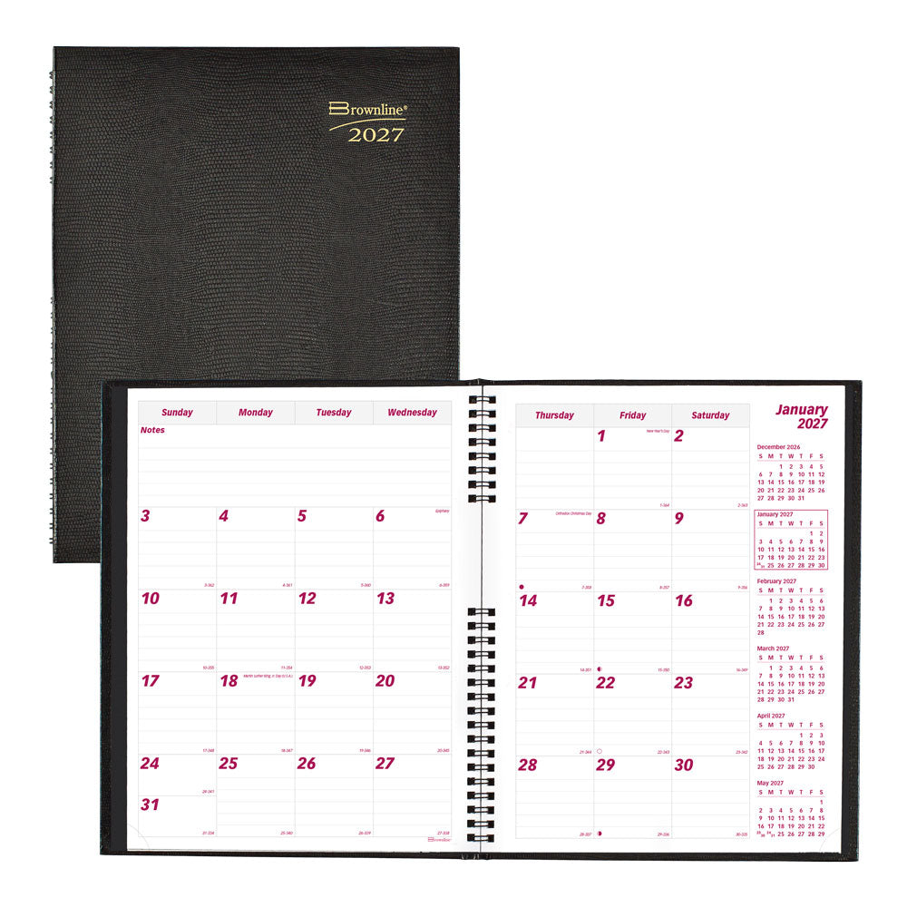 CoilPro™ Monthly Planner, 2027, 14 Months CB1262C.BLK-27 Brownline