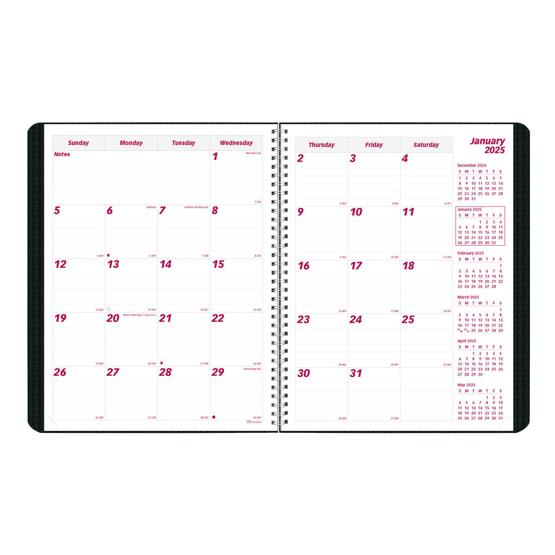 Duraflex Monthly Planner 2025, English (CB1262V.BLK-25)