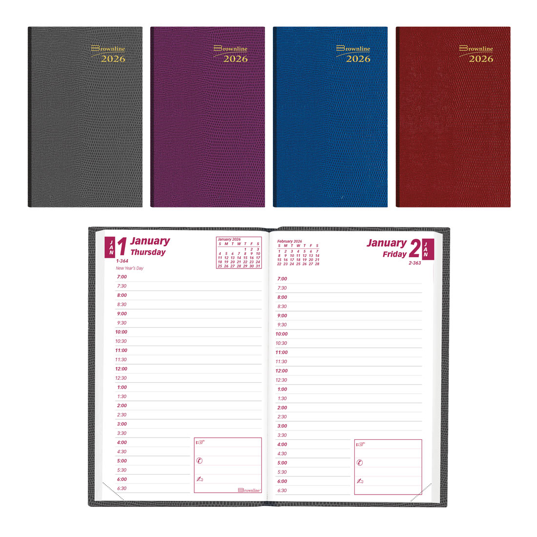 Brownline Daily Pocket Appointment Planner, Assorted Colors, 2026 CB301.ASX-26
