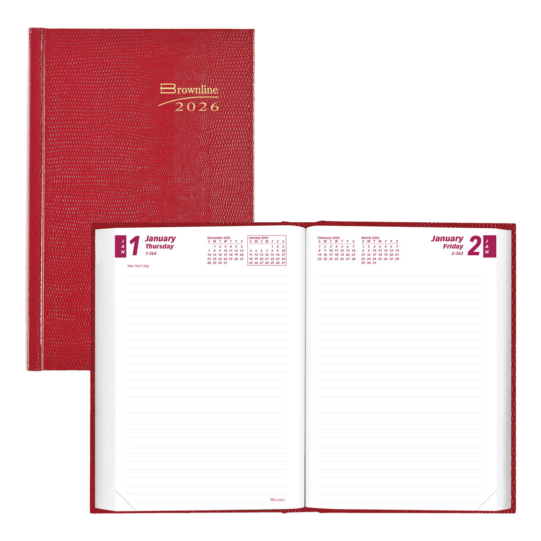 Brownline Daily Planner, Untimed, 2026, Red CB387.RED-26 #color_red