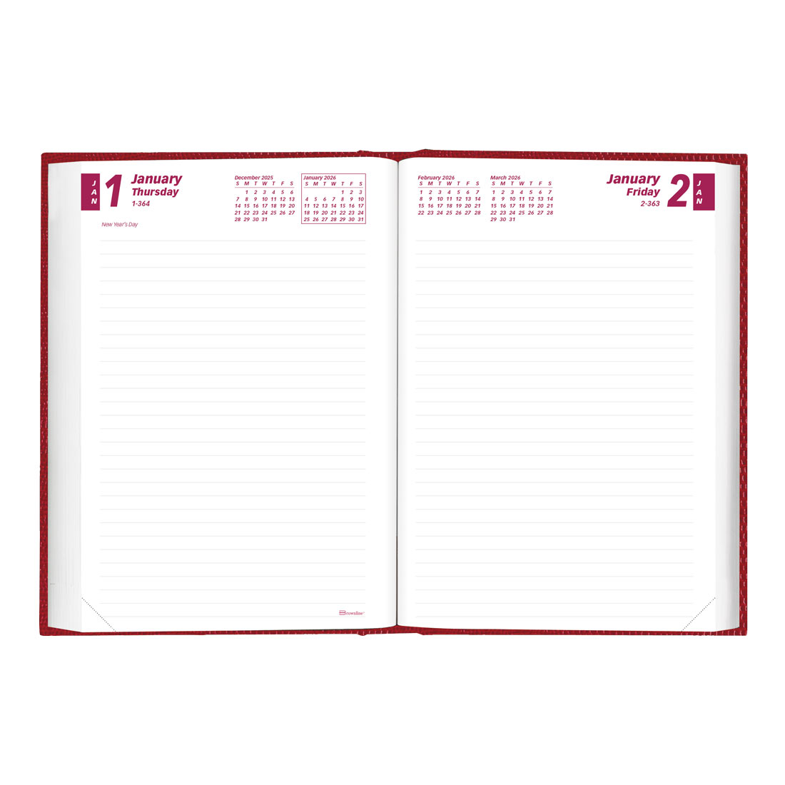 Brownline Daily Planner, Untimed, 2026, Red CB387.RED-26 #color_red