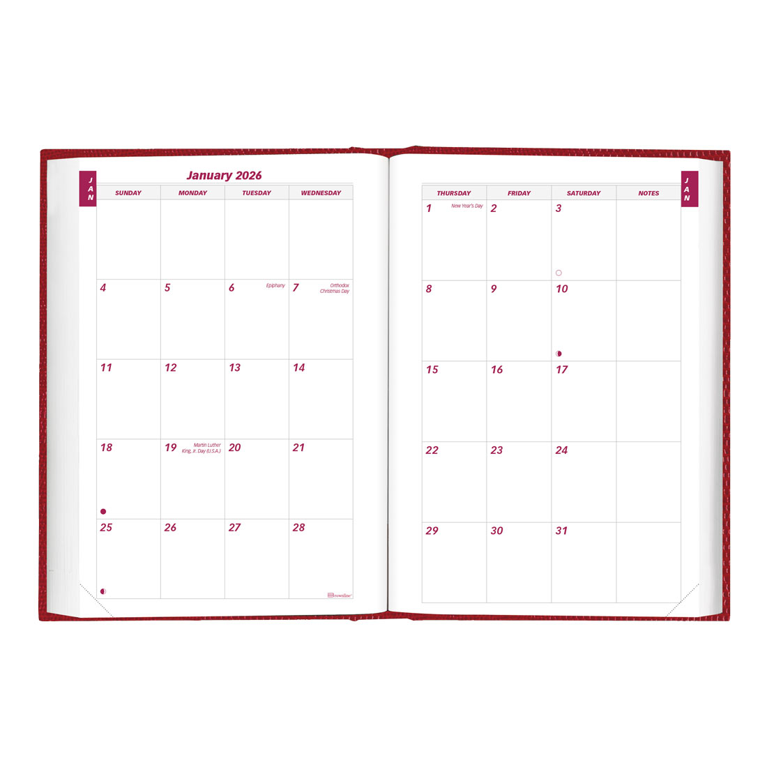 Brownline Daily Planner, Untimed, 2026, Red CB387.RED-26 #color_red