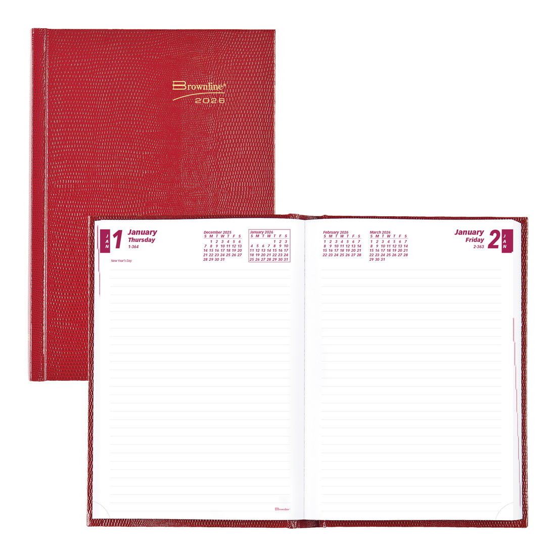 Brownline Daily Planner, Untimed, Red, 2026 CB389.RED-26