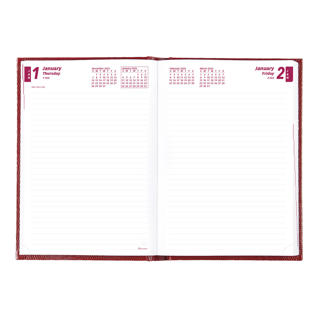 Brownline Daily Planner, Untimed, Red, 2026 CB389.RED-26