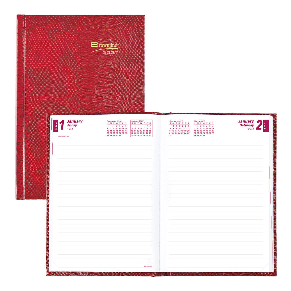 Traditional Daily/Monthly Untimed, 2027, Bright Red CB389.RED-27 Brownline