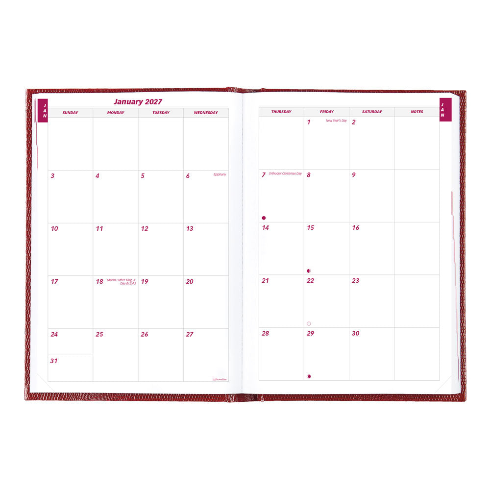 Traditional Daily/Monthly Untimed, 2027, Bright Red CB389.RED-27 Brownline