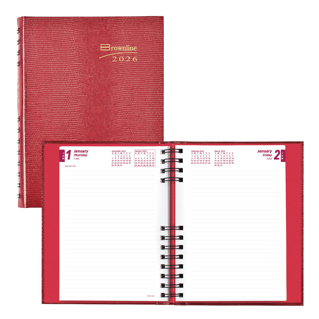 CoilPro™ Daily Planner, Untimed, Red, 2026 (CB389C.RED-26) | Brownline ...