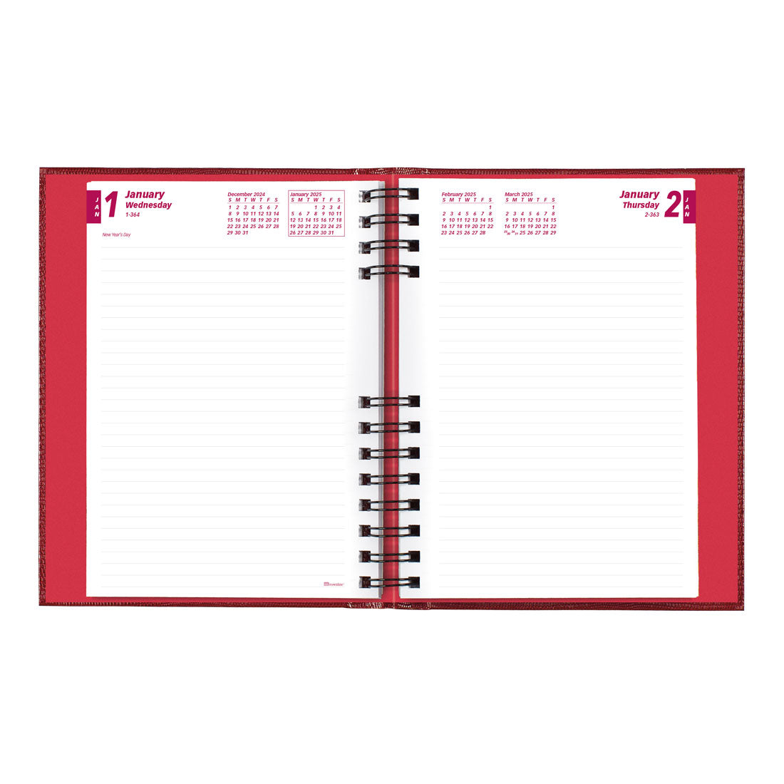 CoilPro™ Daily Planner 2025, Red (CB389C.RED-25)