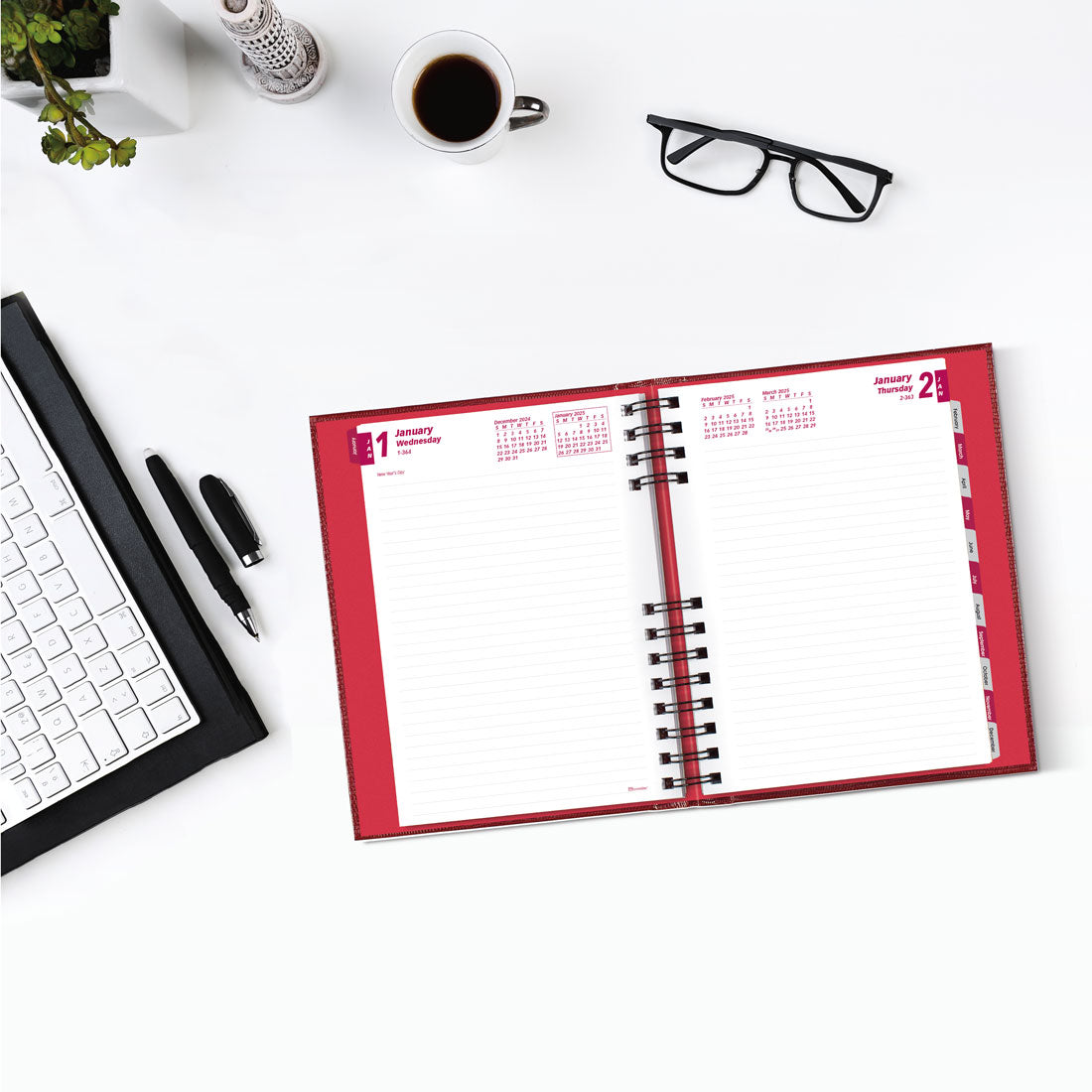 CoilPro™ Daily Planner 2025, Red (CB389C.RED-25)