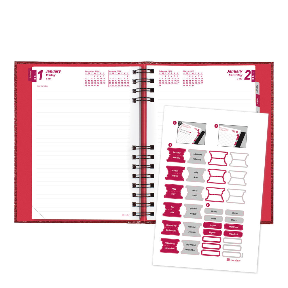 CoilPro™ Daily/Monthly Untimed, 2027, Bright Red CB389C.RED-27 Brownline