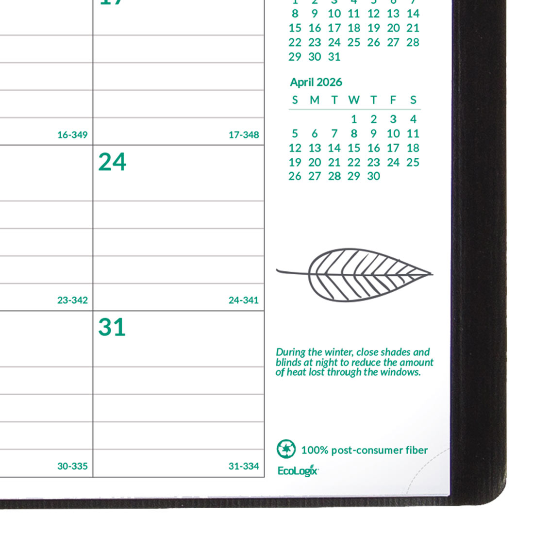 Brownline EcoLogix® Monthly Planner, Black, 2026 CB435W.BLK-26