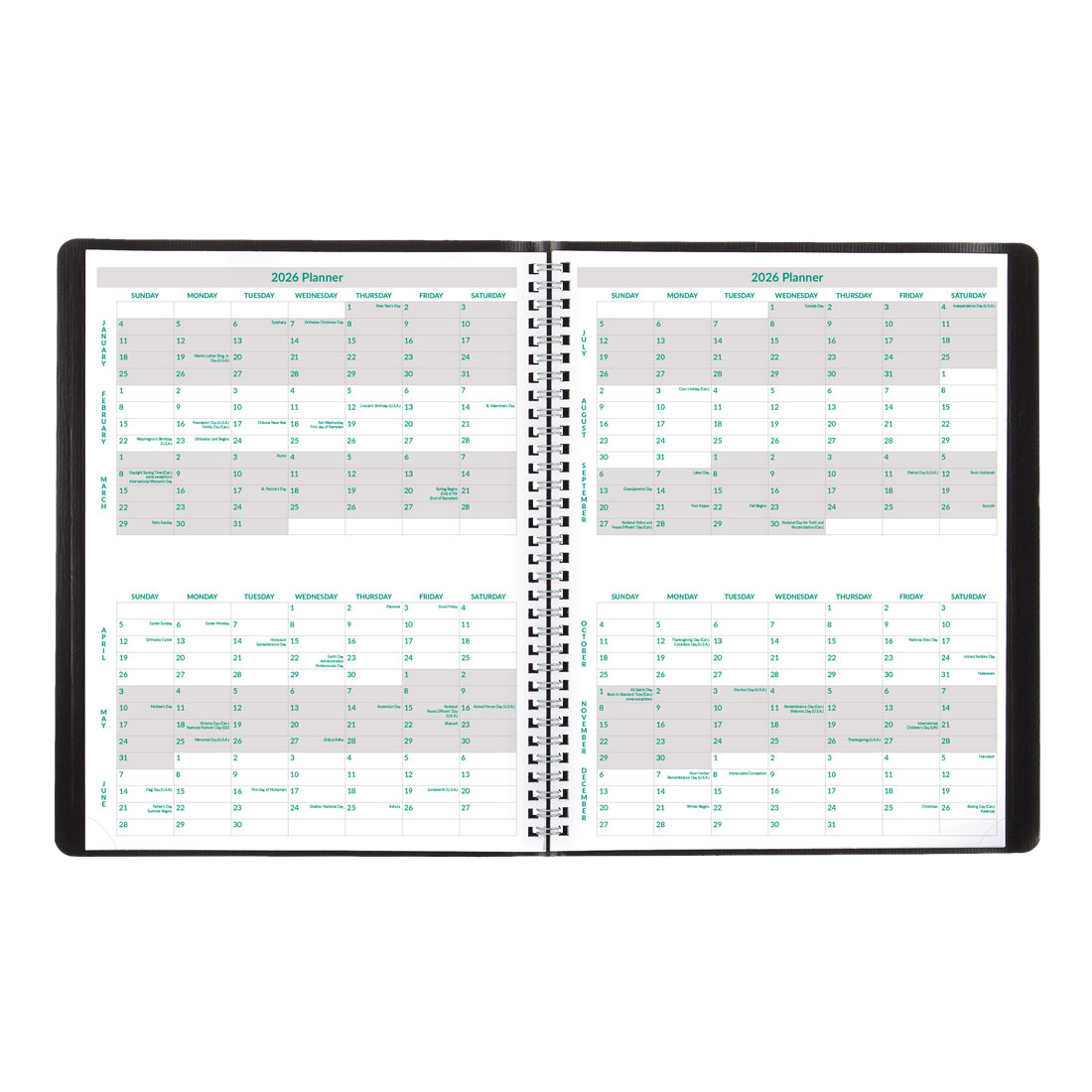 Brownline EcoLogix® Monthly Planner, Black, 2026 CB435W.BLK-26