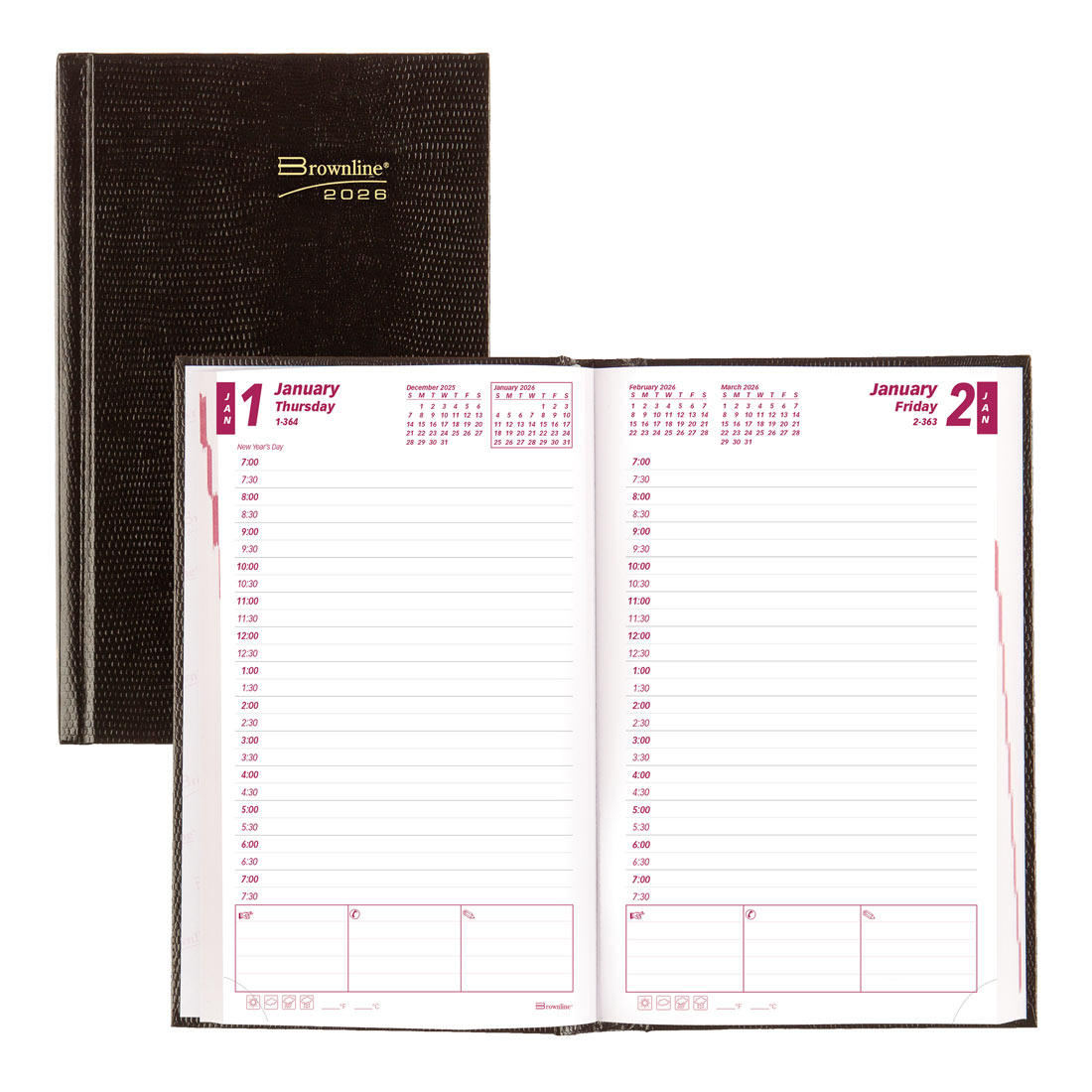 Brownline Daily Appointment Planner, Black, 2026 CB634.BLK-26
