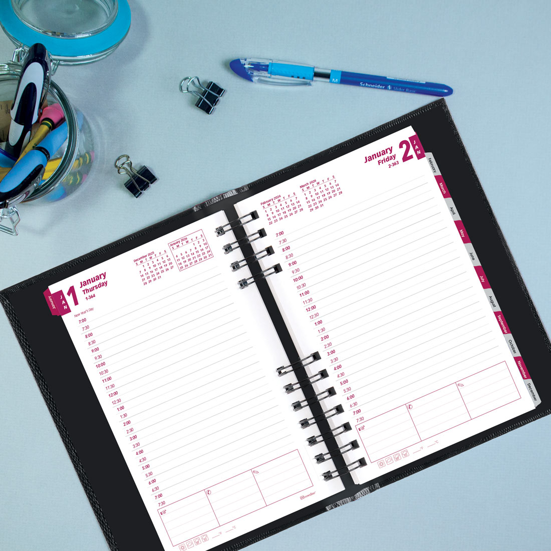 CoilPro™ Daily Appointment Planner, Black, 2026 (CB634C.BLK-26 ...