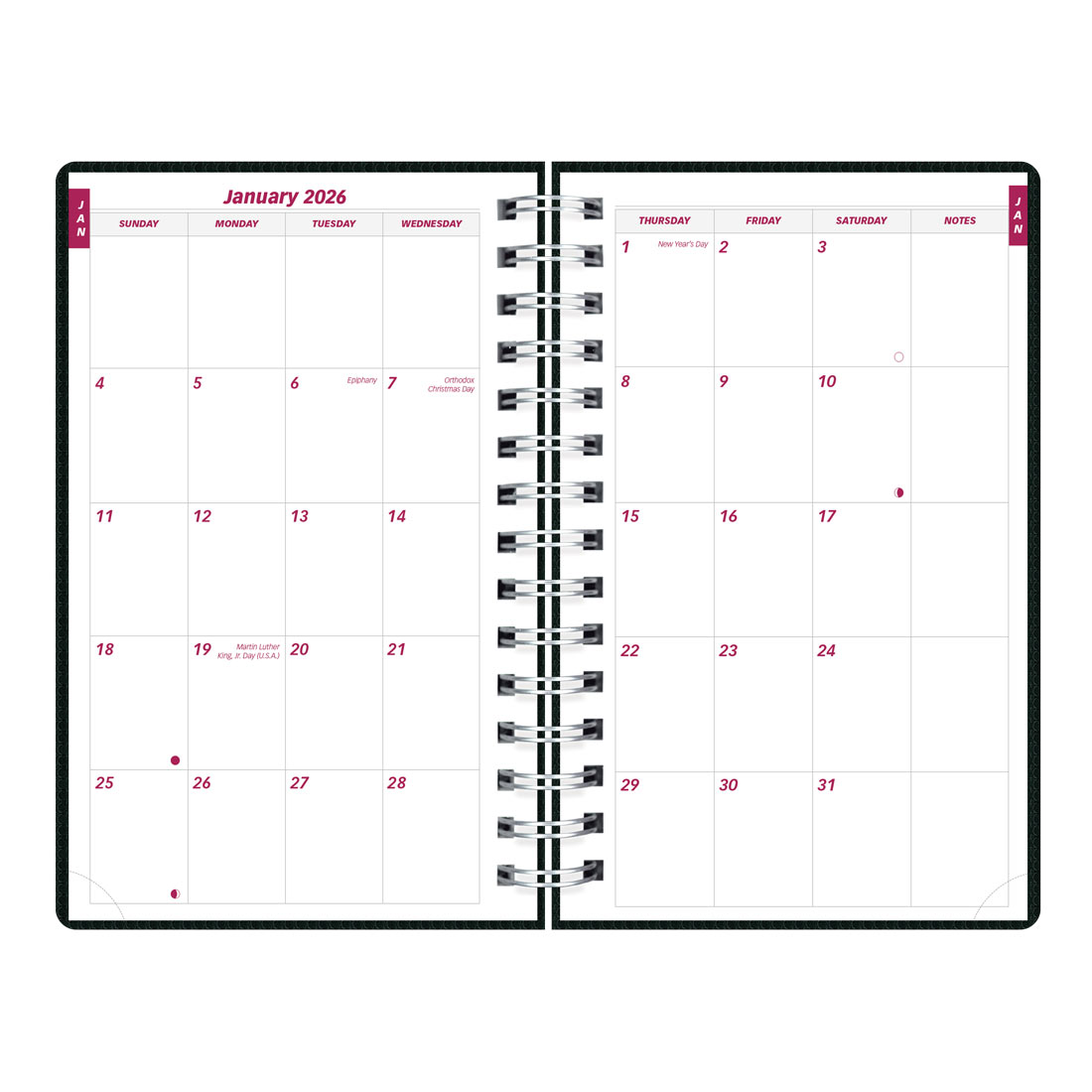 Brownline DuraFlex Daily Planner, 2026 CB634V.BLK-25, CB634V.PUR-25, CB634V.RAS-25 #color_black