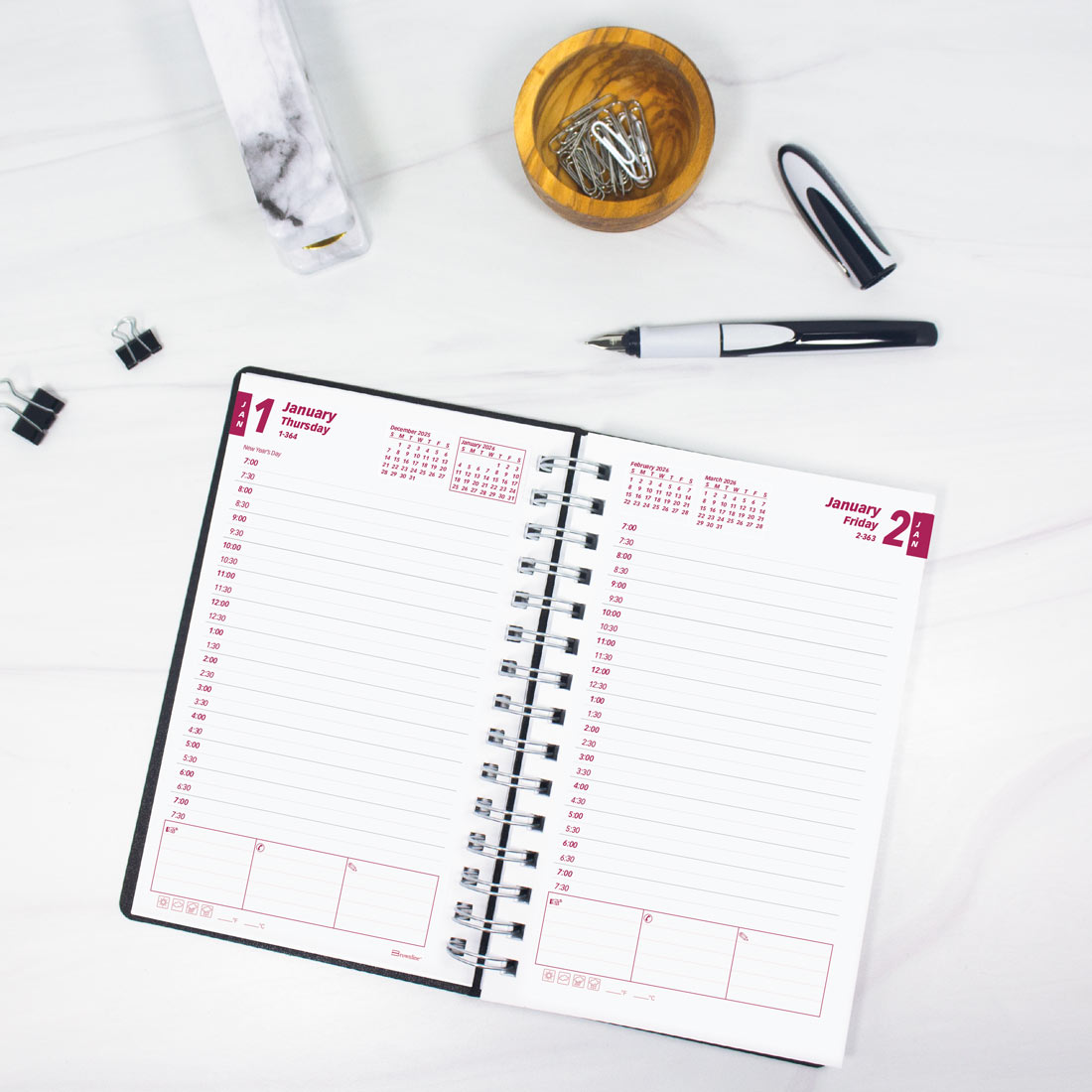 Brownline DuraFlex Daily Planner, 2026 CB634V.BLK-25, CB634V.PUR-25, CB634V.RAS-25 #color_black
