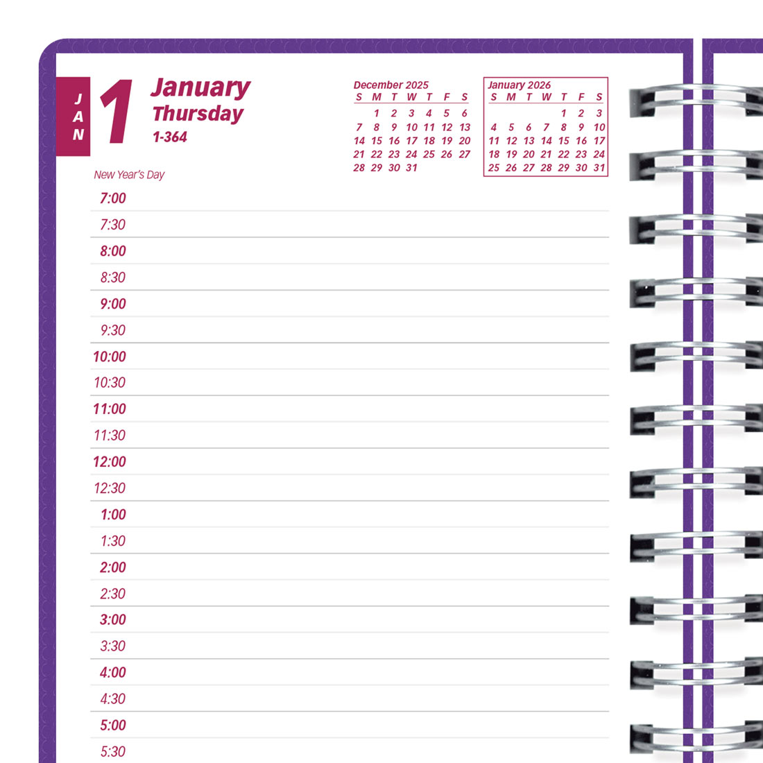 Brownline DuraFlex Daily Planner, 2026 CB634V.BLK-25, CB634V.PUR-25, CB634V.RAS-25 #color_purple