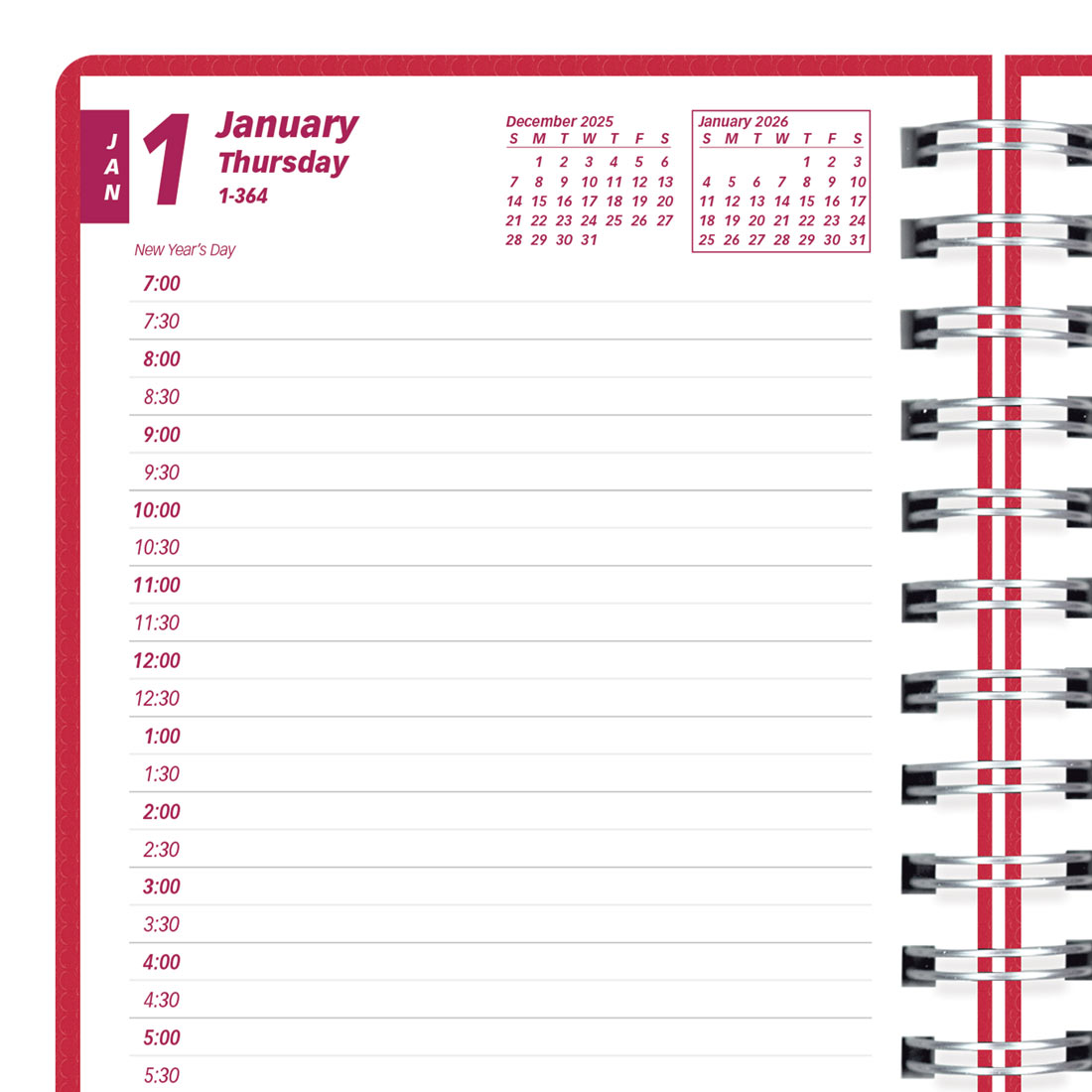 Brownline DuraFlex Daily Planner, 2026 CB634V.BLK-25, CB634V.PUR-25, CB634V.RAS-25 #color_raspberry