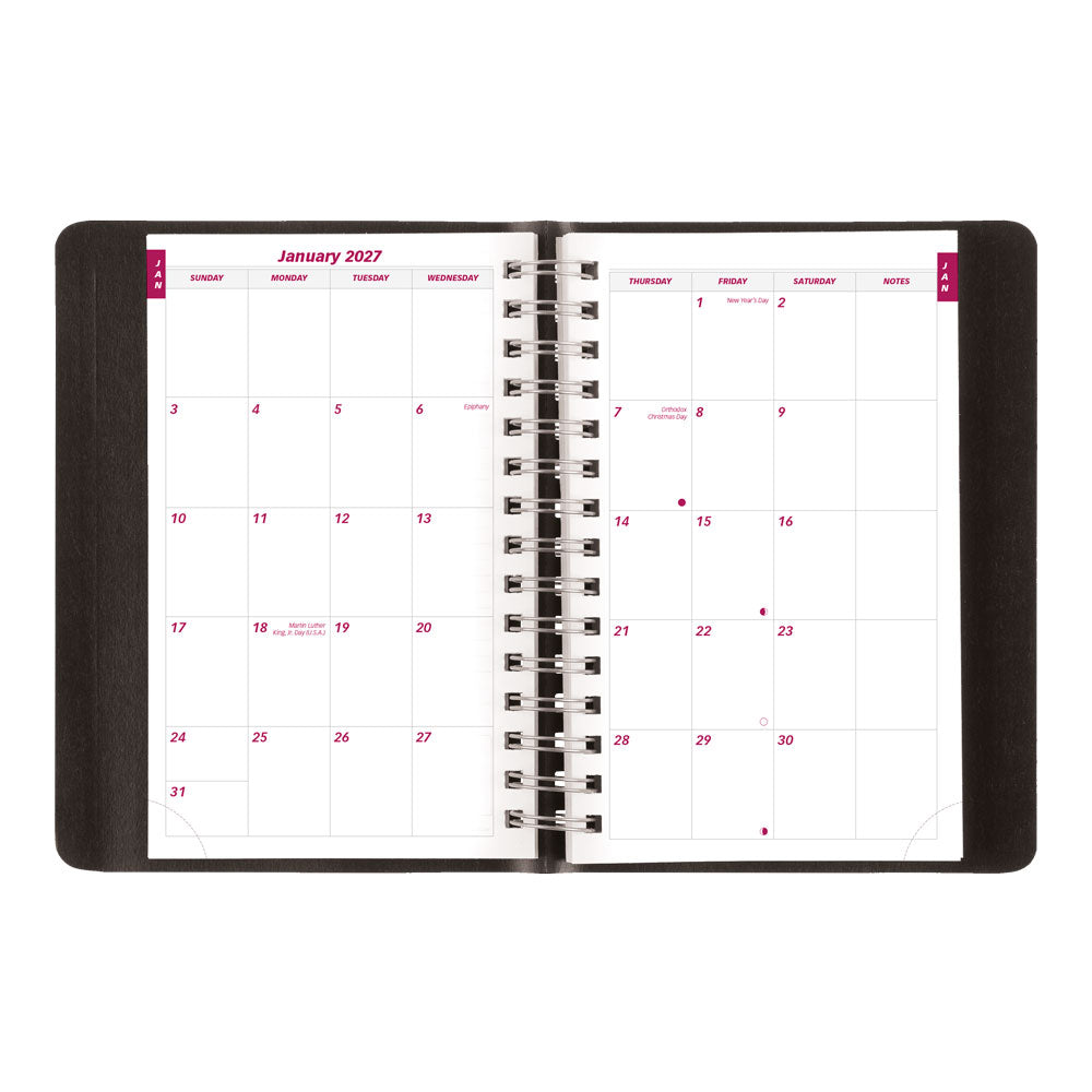 Essential Daily/Monthly Appointment Book, 2027 Black CB634W.BLK-27 Brownline