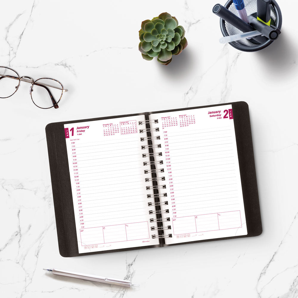 Essential Daily/Monthly Appointment Book, 2027 Black CB634W.BLK-27 Brownline