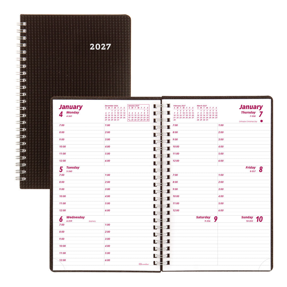 DuraFlex Weekly Appointment Book, 2027, Black CB75V.BLK-27 Brownline